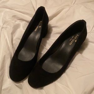 Kate Spade New York Black Beverly Suede Block Heel Pumps Size 7.5